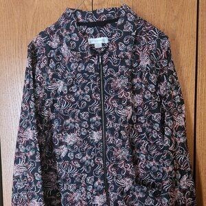 Women's Christopher & Banks Print Jacket/ Blazer M. colors black white and red